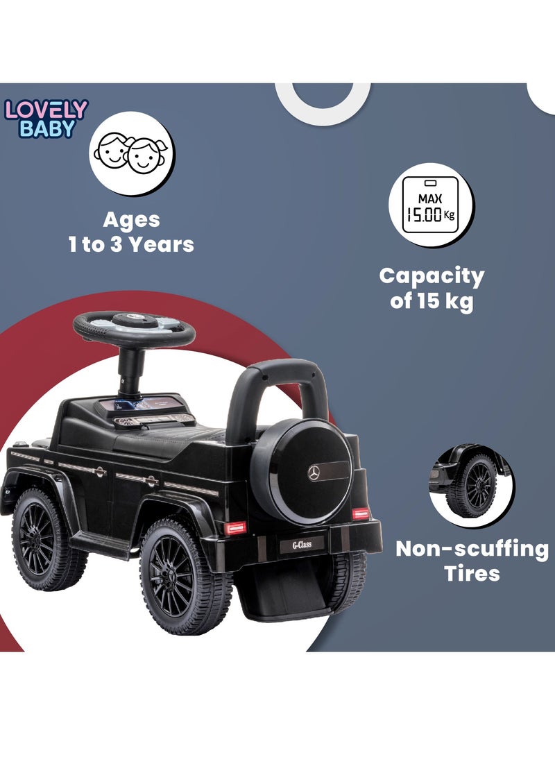 Lovely Baby Mercedes-Benz Push Car for Kids LB 652, Non-Scuffing Tires, Musical Steering, Children Gift for Age 1-3 Years - Black