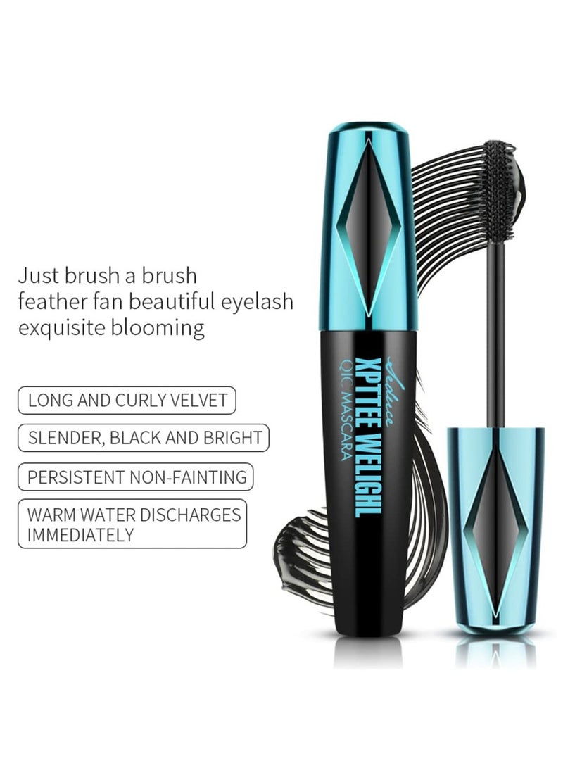4D Silk Fiber Eyelash Mascara, Extra Long Thick Voluminous Lash Mascara, Long-Lasting Waterproof Mascara for Makeup, No Flaking Smudge Proof Mascara, Black