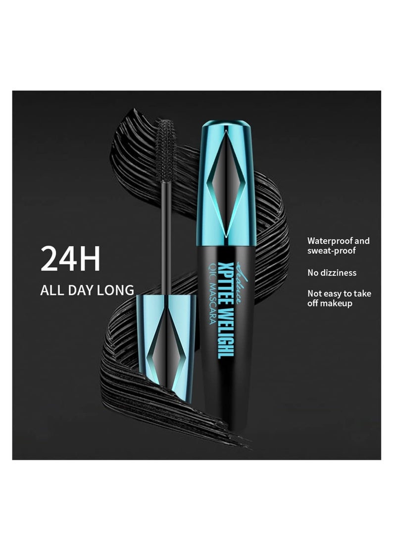 4D Silk Fiber Eyelash Mascara, Extra Long Thick Voluminous Lash Mascara, Long-Lasting Waterproof Mascara for Makeup, No Flaking Smudge Proof Mascara, Black