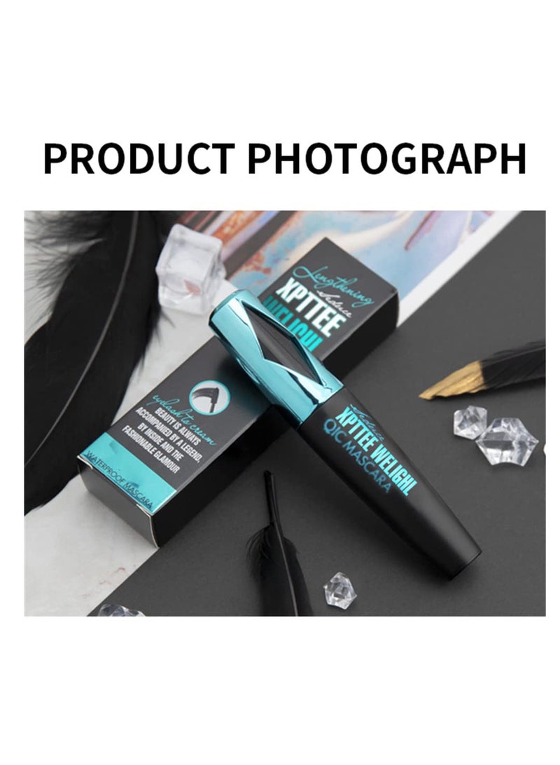 4D Silk Fiber Eyelash Mascara, Extra Long Thick Voluminous Lash Mascara, Long-Lasting Waterproof Mascara for Makeup, No Flaking Smudge Proof Mascara, Black
