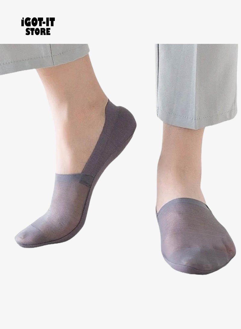 5 pairs High Quality, No Show Invisible Ice Silk Breathable Socks, Unisex, Non-Slip Grip