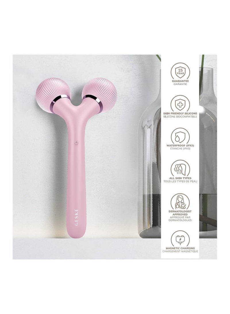 SmartAppGuided Sonic Facial & Body Roller 4 in 1 Derma Roller Device for Face and Body Dermaroll Professional Face Roller Tightens and Defines Body and Face Pink