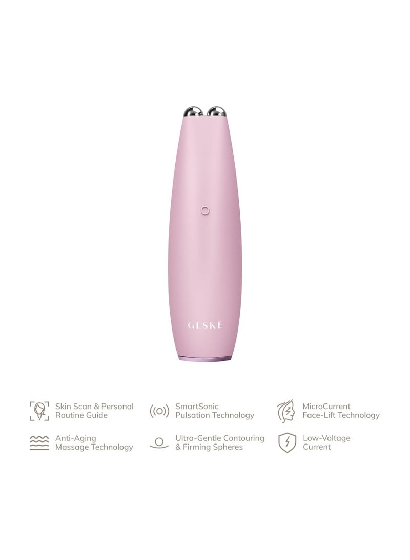 SmartAppGuided MicroCurrent Face-Lift Pen | 6 in 1 | Anti-aging device | Instant face lift | Skincare tool | Remove wrinkles for firm & youthful skin | Advanced smoothing facial firmer - Pink