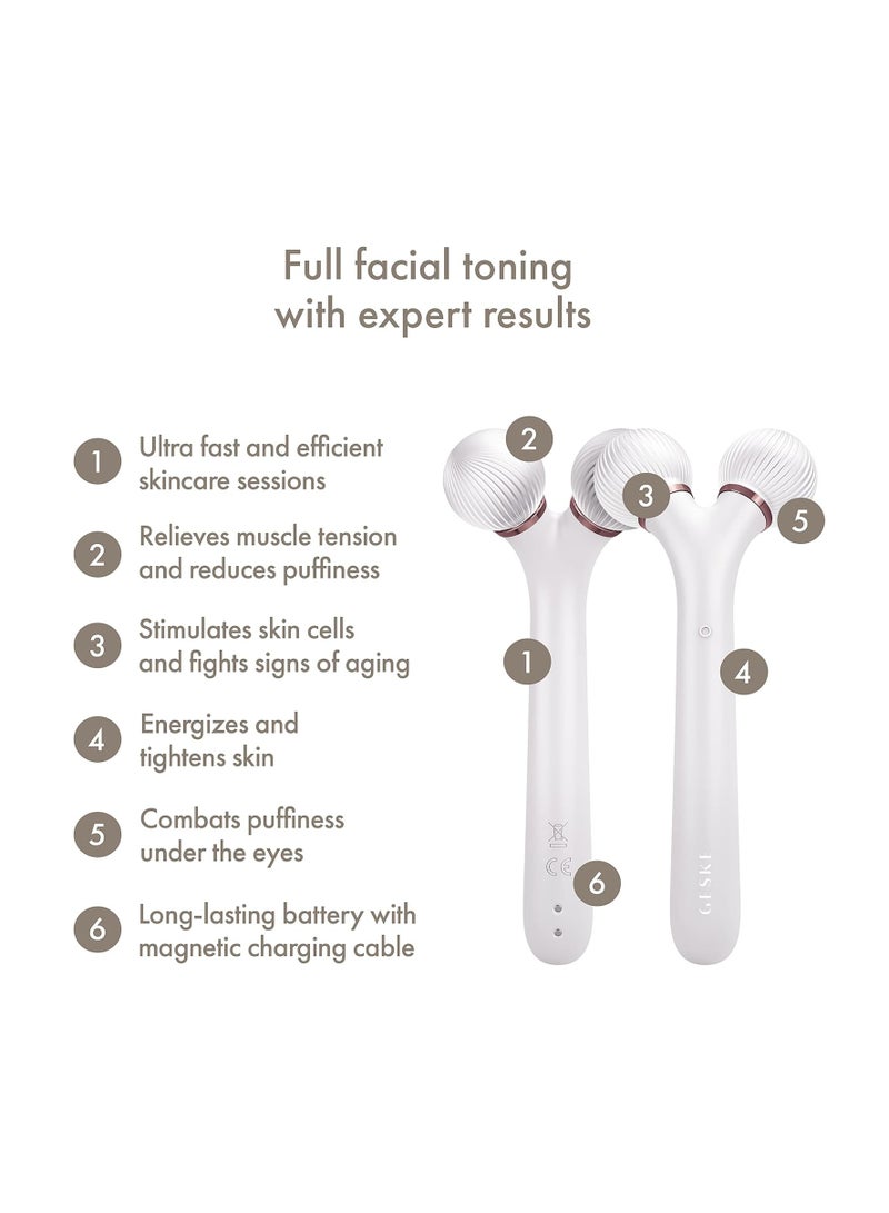 SmartAppGuided Sonic Facial Roller | 4 in 1 | Dermaroller | Device for Face | Dermaroll | Professional Face Roller | Tightens and Defines the Skin on the Face, Starlight