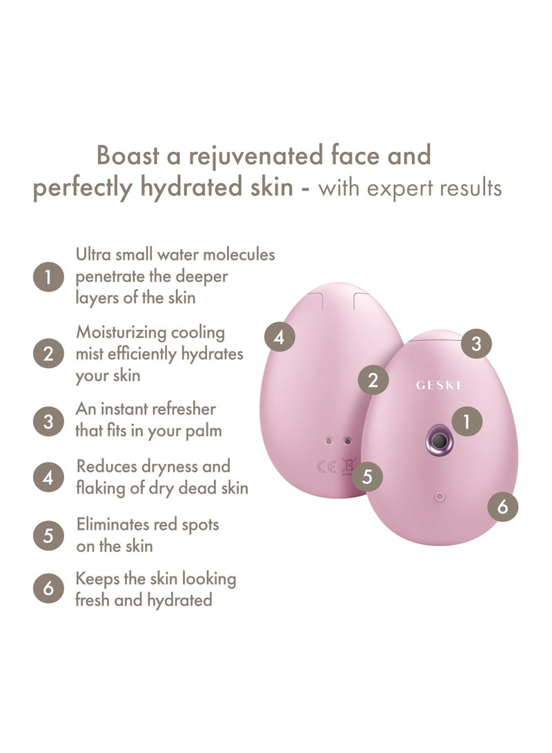 SmartAppGuided™ Facial Hydration Refresher | 4 in 1 | Water Atomiser | Face Steamer | Water Spray | Face Mister | Facial Cleansing Device | Spray Mist | Cosmetics | Natural Glow - Pink