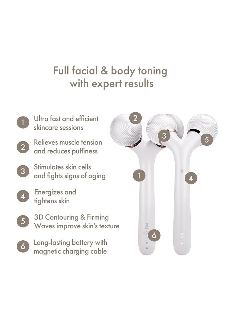 SmartAppGuided Sonic Facial & Body Roller 4 in 1 Derma Roller Device for Face and Body Dermaroll Professional Face Roller Tightens and Defines Body and Face, Starlight