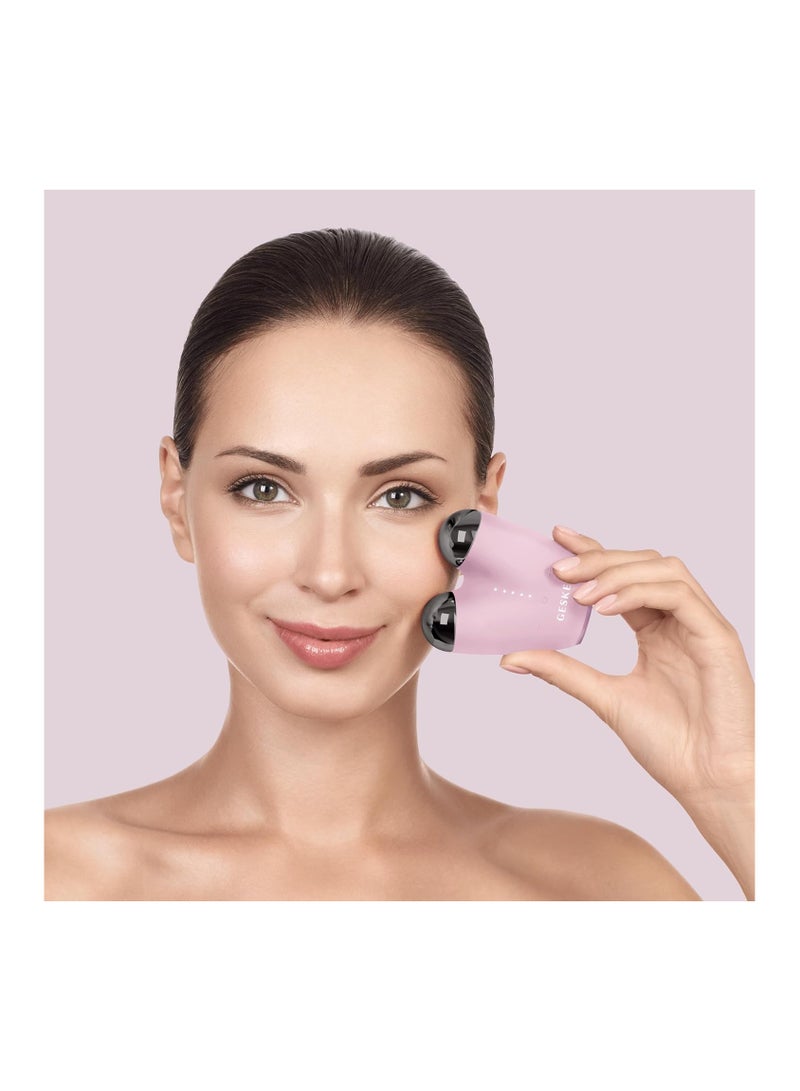 SmartAppGuided MicroCurrent Face-Lifter 6 in 1 Facial Lifting Face & Jawline Trainer Face Tightening Anti Ageing Device Microcurrent Against Wrinkles Double Chin Remover - Pink