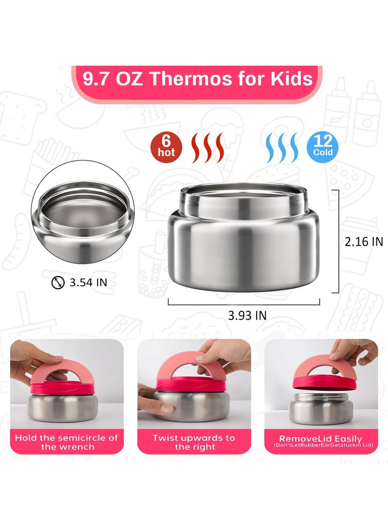 SA Bento Lunch Box for Kids School with 9.7oz Soup Thermos, Leak-proof Lunch Containers with 5 Compartment, Thermos Food Jar, Food Containers for School Pink