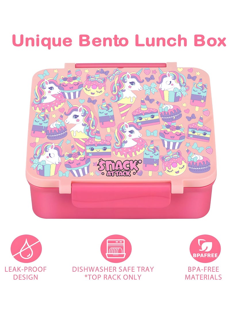 SA Bento Lunch Box for Kids School with 9.7oz Soup Thermos, Leak-proof Lunch Containers with 5 Compartment, Thermos Food Jar, Food Containers for School Pink