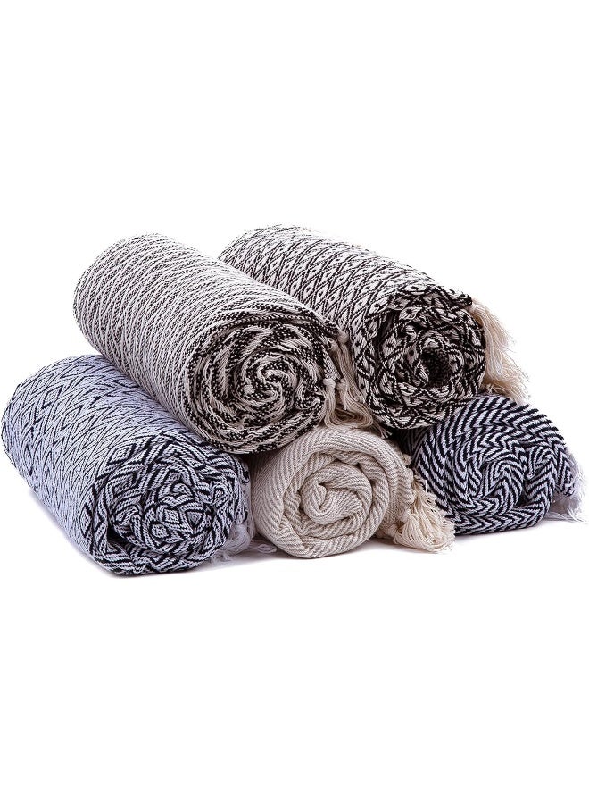 100% Cotton Throw Blanket For Couch - 50X60 Cream Throw Blanket For Bed, Sofa, Or Chair - Machine Washable, All Seasons Neutral Lightweight Blanket For Indoor Or Outdoor Use