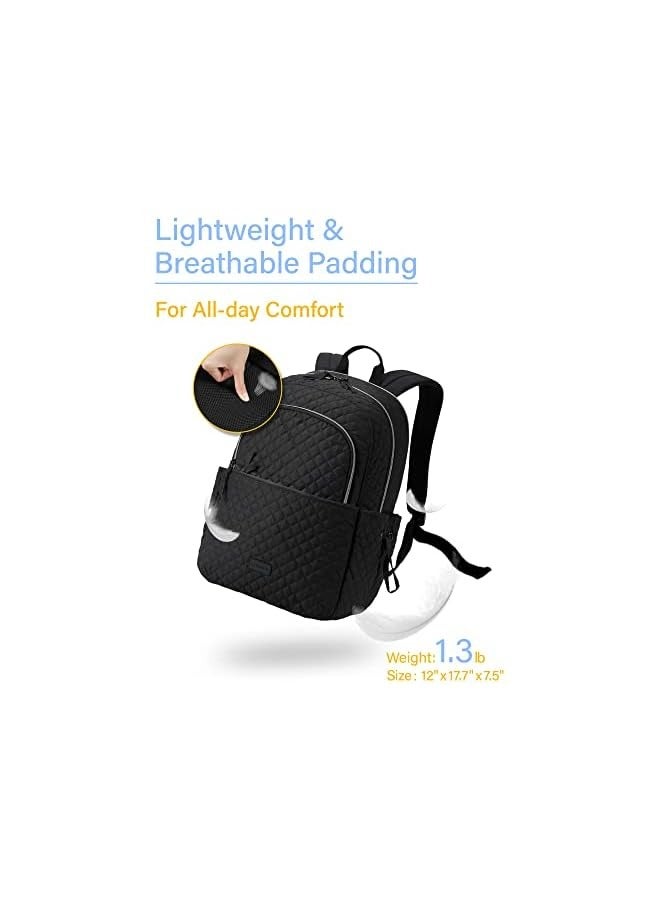 Travel Laptop Backpack, Quilted Work bag Fits 15.6 Inch Laptop, Backpack with Charging Port Hole