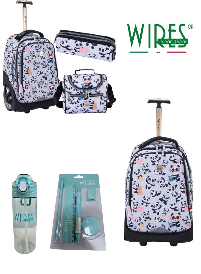 3 Piece Kids School Trolley Bag laptop compartment Big Wheels With Lunch bag & Pencil Case