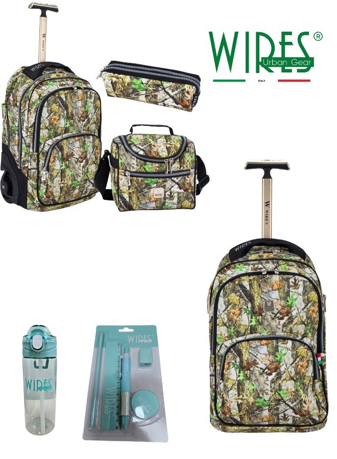 3 Piece Kids School Trolley Bag laptop compartment 2 Wheels With Lunch bag & Pencil Case