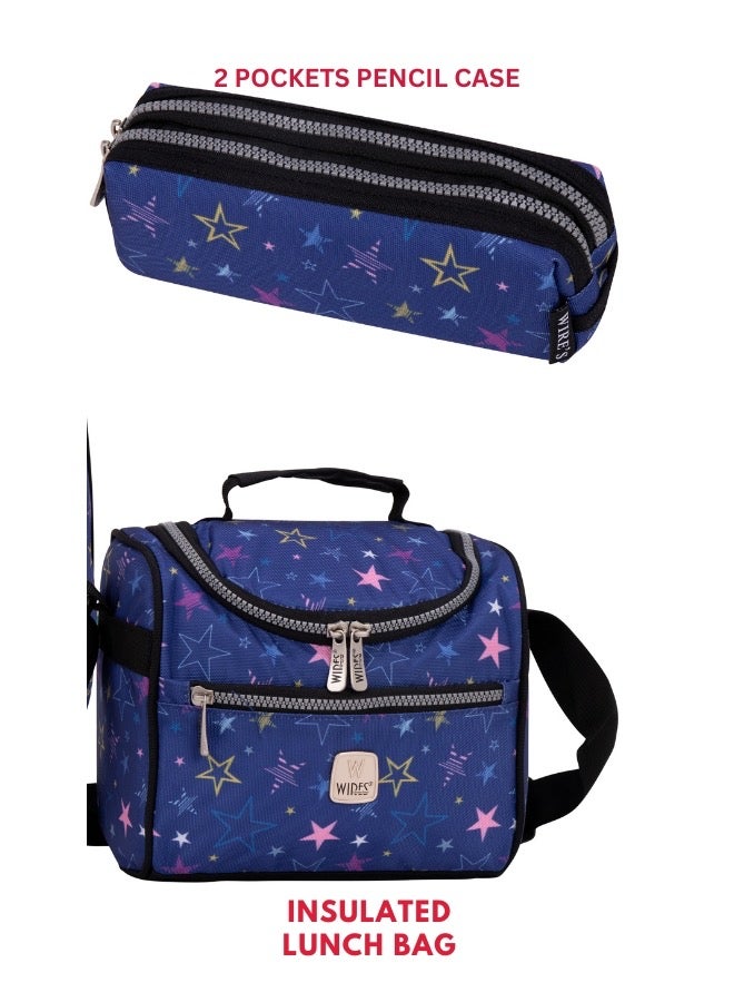 3 Piece Kids School Trolley Bag laptop compartment Big Wheels With Lunch bag & Pencil Case