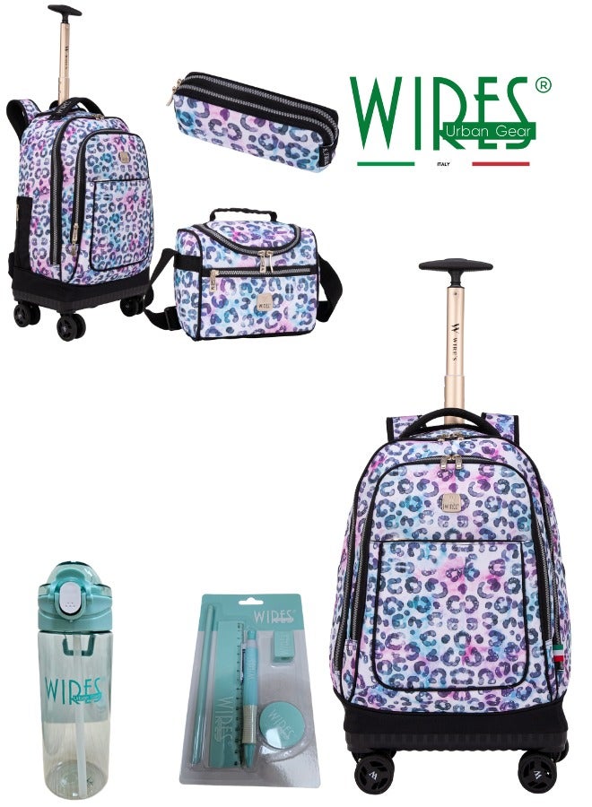 3 Piece Kids School Trolley Bag laptop compartment 4 Wheels With Lunch bag & Pencil Case