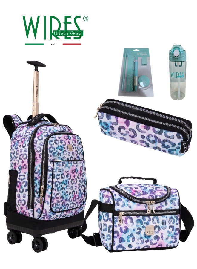 3 Piece Kids School Trolley Bag laptop compartment 4 Wheels With Lunch bag & Pencil Case