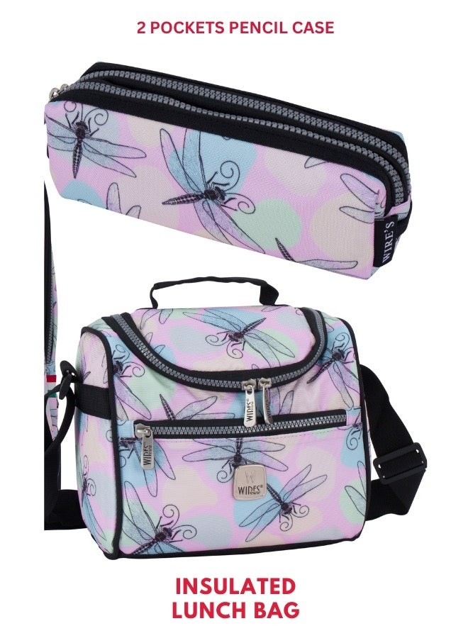 3 Piece Kids School Trolley Bag laptop compartment Big Wheels With Lunch bag & Pencil Case