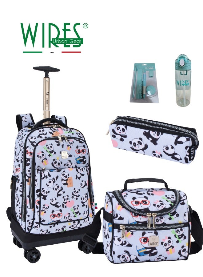 3 Piece Kids School Trolley Bag laptop compartment 4 Wheels With Lunch bag & Pencil Case