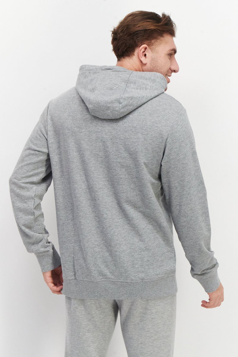 Men Hooded Embroidered Sweatshirt, Grey