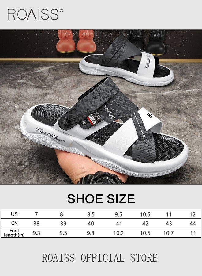 Casual Double-Wear Sandals and Slippers for Men Trendy Versatile Lightweight Soft Sole Beach Sandals Mens Breathable Non-slip Wear Resistant Slippers for Summer or Swimming Wear