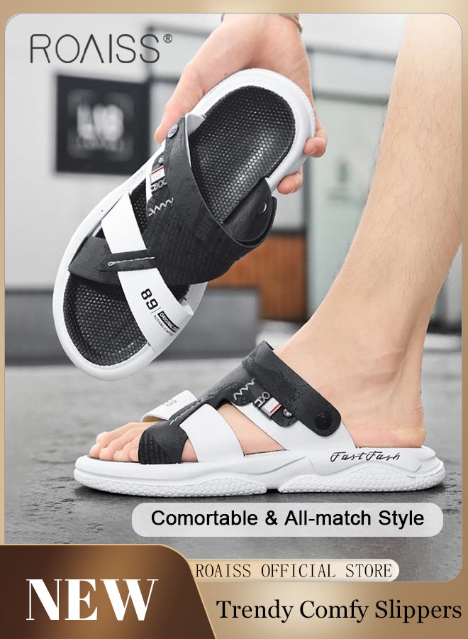 Casual Double-Wear Sandals and Slippers for Men Trendy Versatile Lightweight Soft Sole Beach Sandals Mens Breathable Non-slip Wear Resistant Slippers for Summer or Swimming Wear