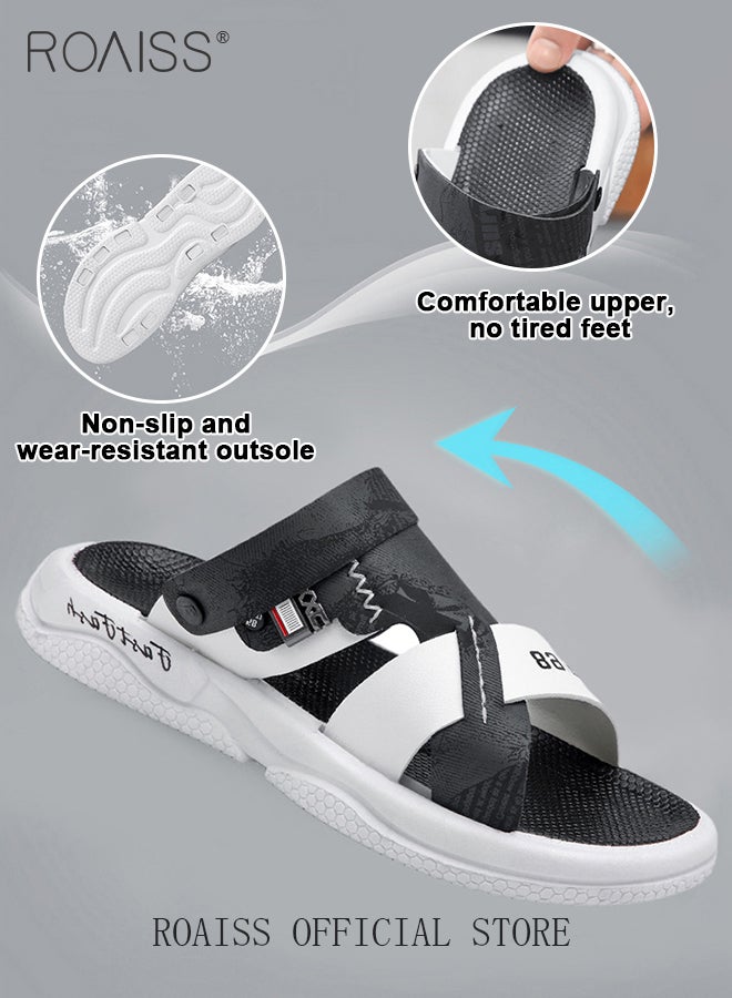 Casual Double-Wear Sandals and Slippers for Men Trendy Versatile Lightweight Soft Sole Beach Sandals Mens Breathable Non-slip Wear Resistant Slippers for Summer or Swimming Wear