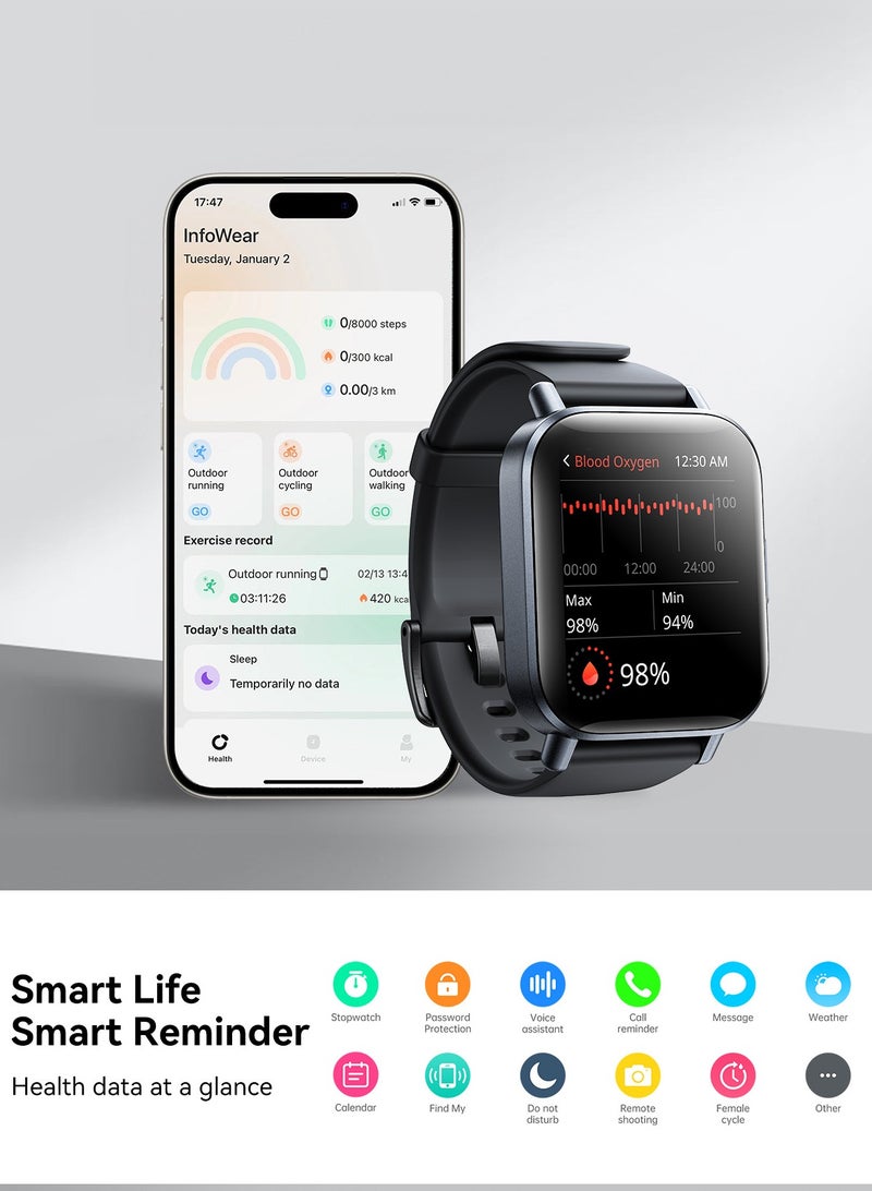 350 mAh 350 mAh Fit-life Series JR-FT3S 1.96 inch Bluetooth Call Smart Watch Supports Sleep Monitoring Space Grey Space Grey