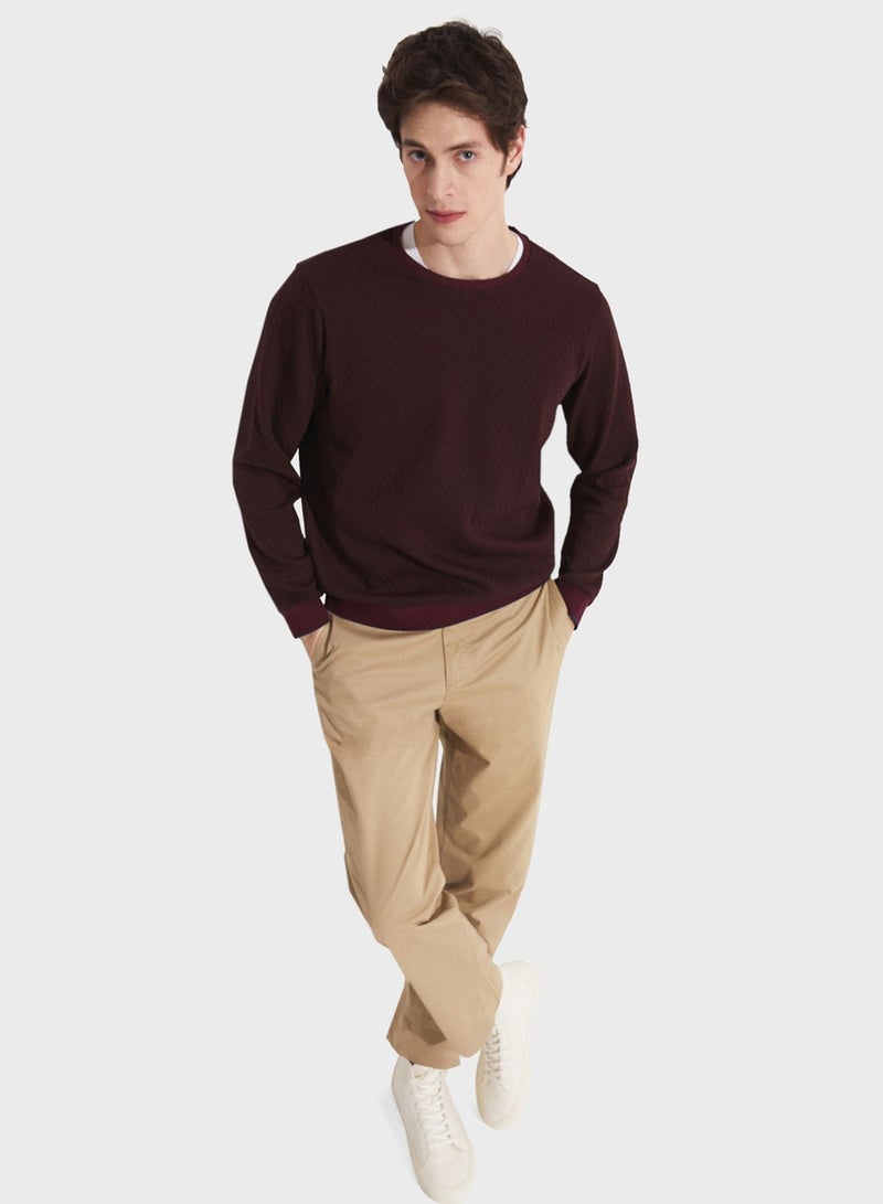 Essetial Textured Crew Neck Sweatshirt