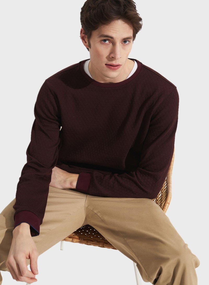 Essetial Textured Crew Neck Sweatshirt