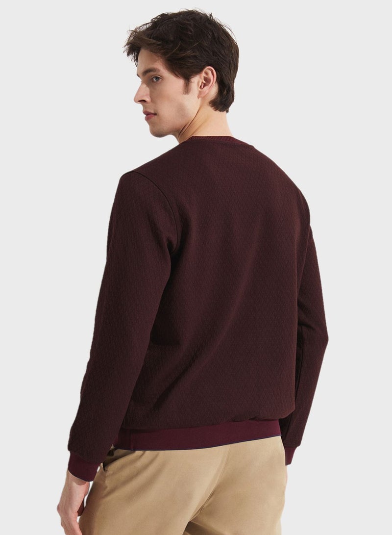 Essetial Textured Crew Neck Sweatshirt