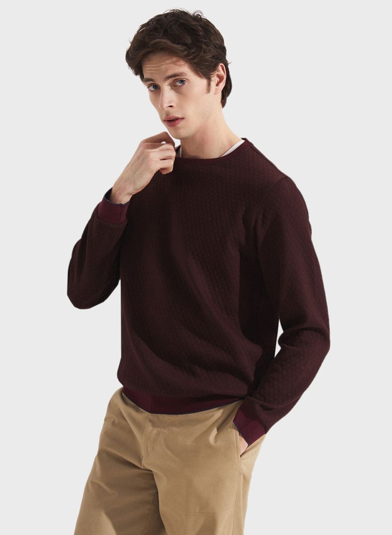 Essetial Textured Crew Neck Sweatshirt