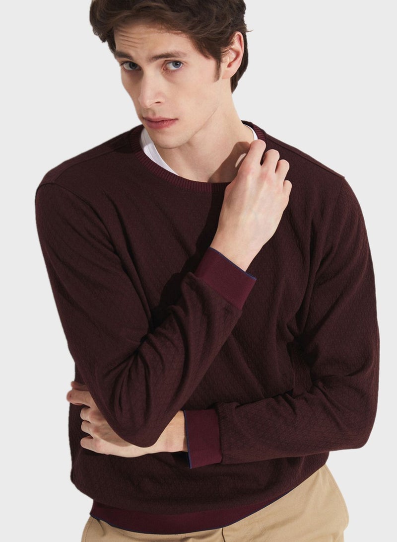 Essetial Textured Crew Neck Sweatshirt