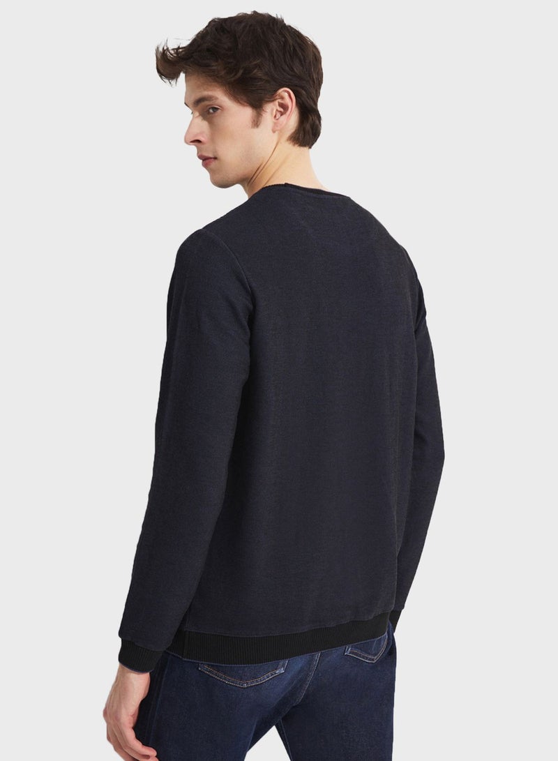 Essetial Textured Crew Neck Sweatshirt