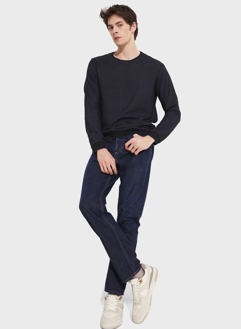 Essetial Textured Crew Neck Sweatshirt