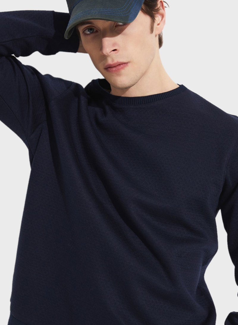 Essetial Textured Crew Neck Sweatshirt