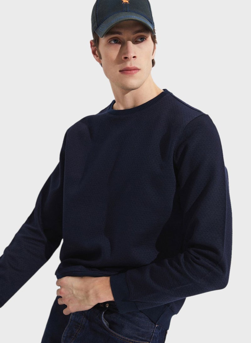 Essetial Textured Crew Neck Sweatshirt