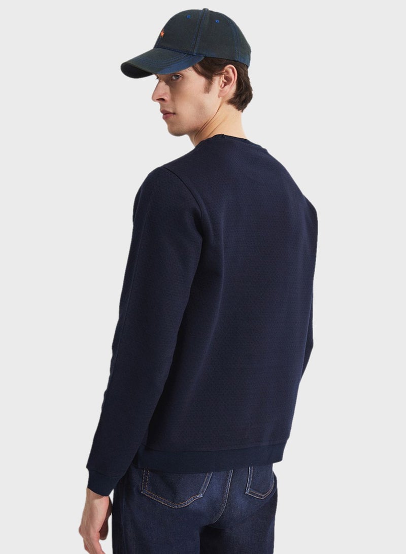 Essetial Textured Crew Neck Sweatshirt