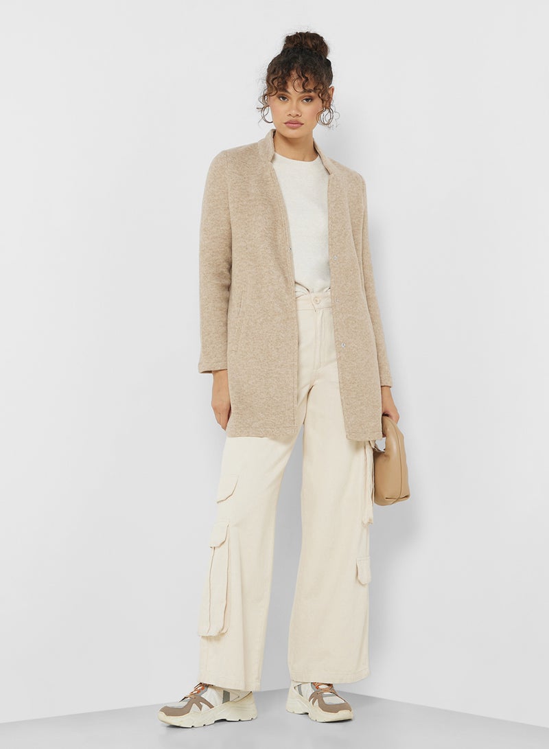 V- Neck Knitted Coat