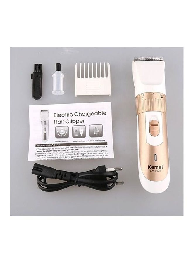 Professional Rechargable Cordless Electric Hair Clipper Gold/White