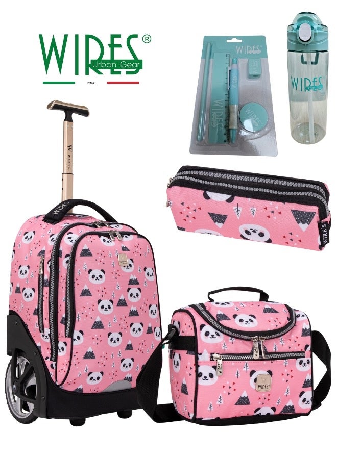 3 Piece Kids School Trolley Bag laptop compartment Big Wheels With Lunch bag & Pencil Case