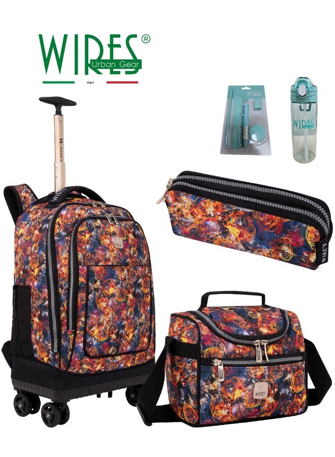 3 Piece Kids School Trolley Bag laptop compartment 4 Wheels With Lunch bag & Pencil Case