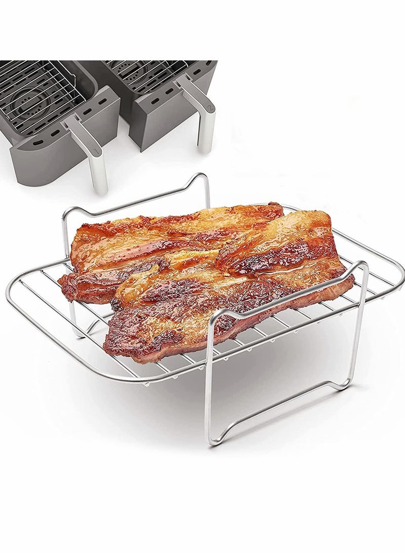 Double Basket Air Fryer Rack, BBQ Multi,Layer Non,Stick 304 Stainless Steel Cooking Accessory