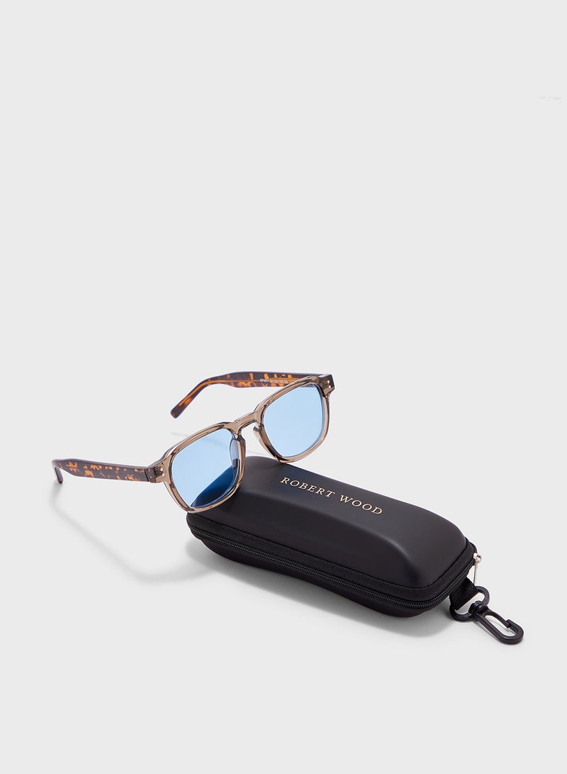 Polarized Lens Tortoise Print Wayfarer Sunglasses