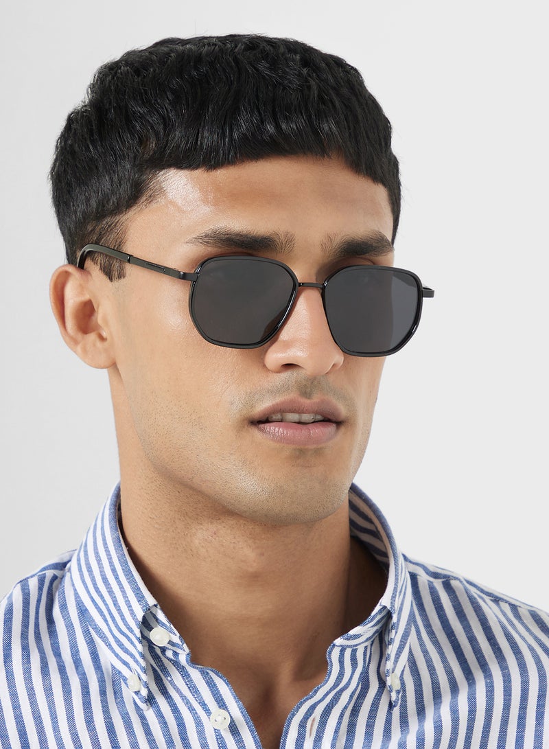 Polarized Lens With Spring Arms Square Aviator Sunglasses