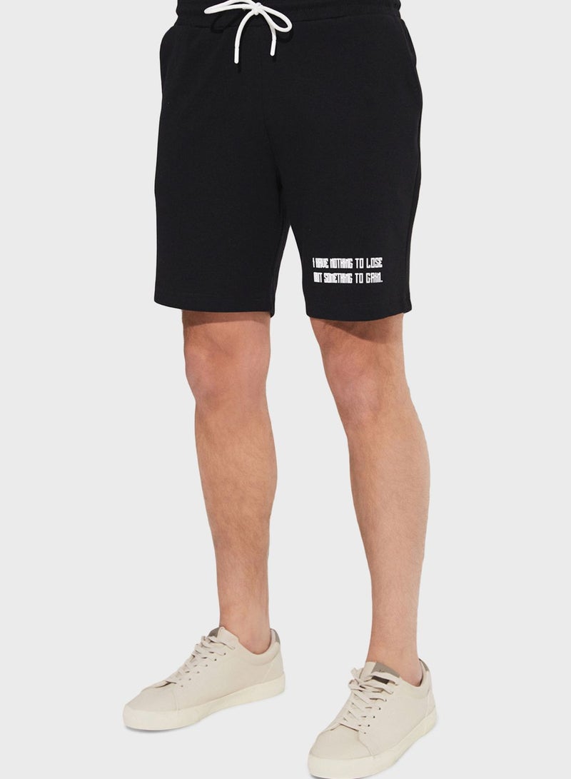 June Men Printed Short Black