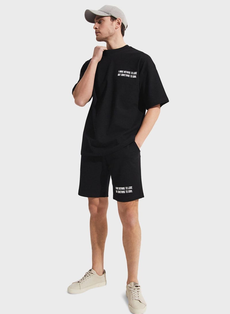 June Men Printed Short Black