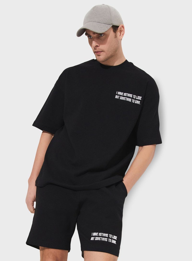 June Men Printed Short Black