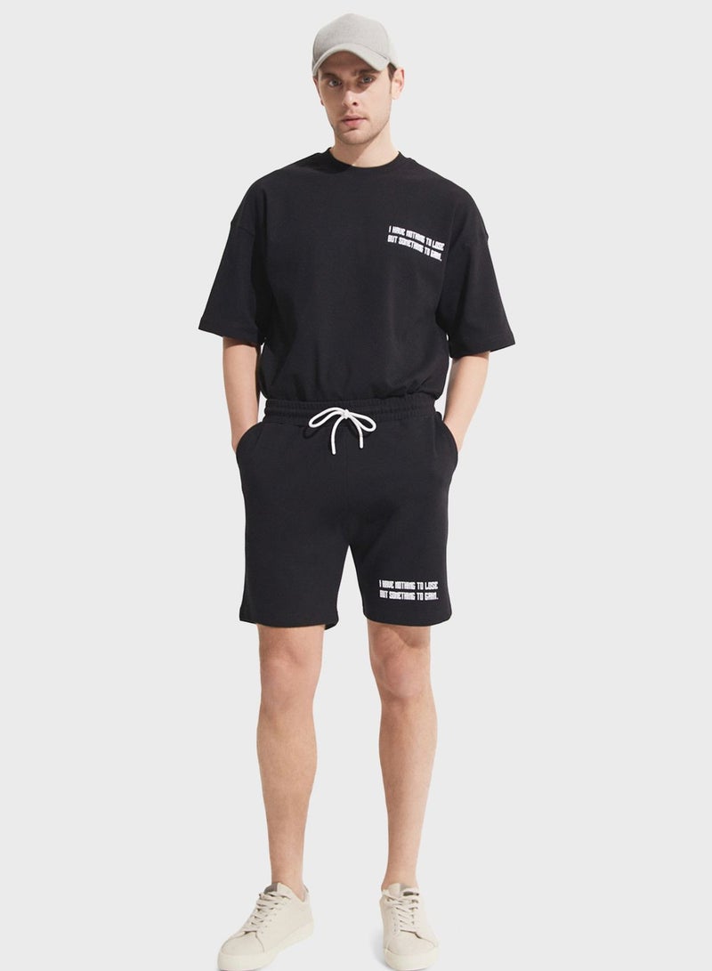 June Men Printed Short Black