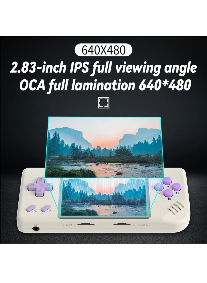 RG28XX Handheld Game Console 2.83 inch 640*480 IPS Screen Linux System 3100mAh Video Retro Player Support HDMI Output TV 2.4G Wireless/Wired Controller Supports Music Video Player (White)