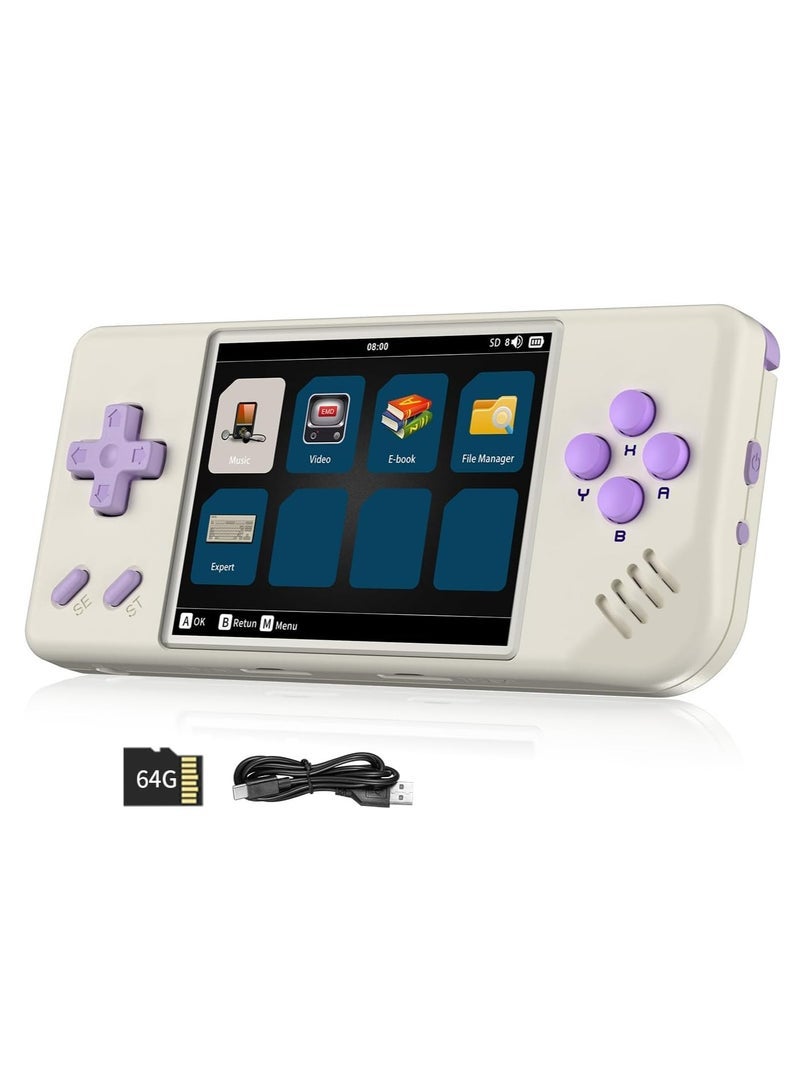 RG28XX Handheld Game Console 2.83 inch 640*480 IPS Screen Linux System 3100mAh Video Retro Player Support HDMI Output TV 2.4G Wireless/Wired Controller Supports Music Video Player (White)